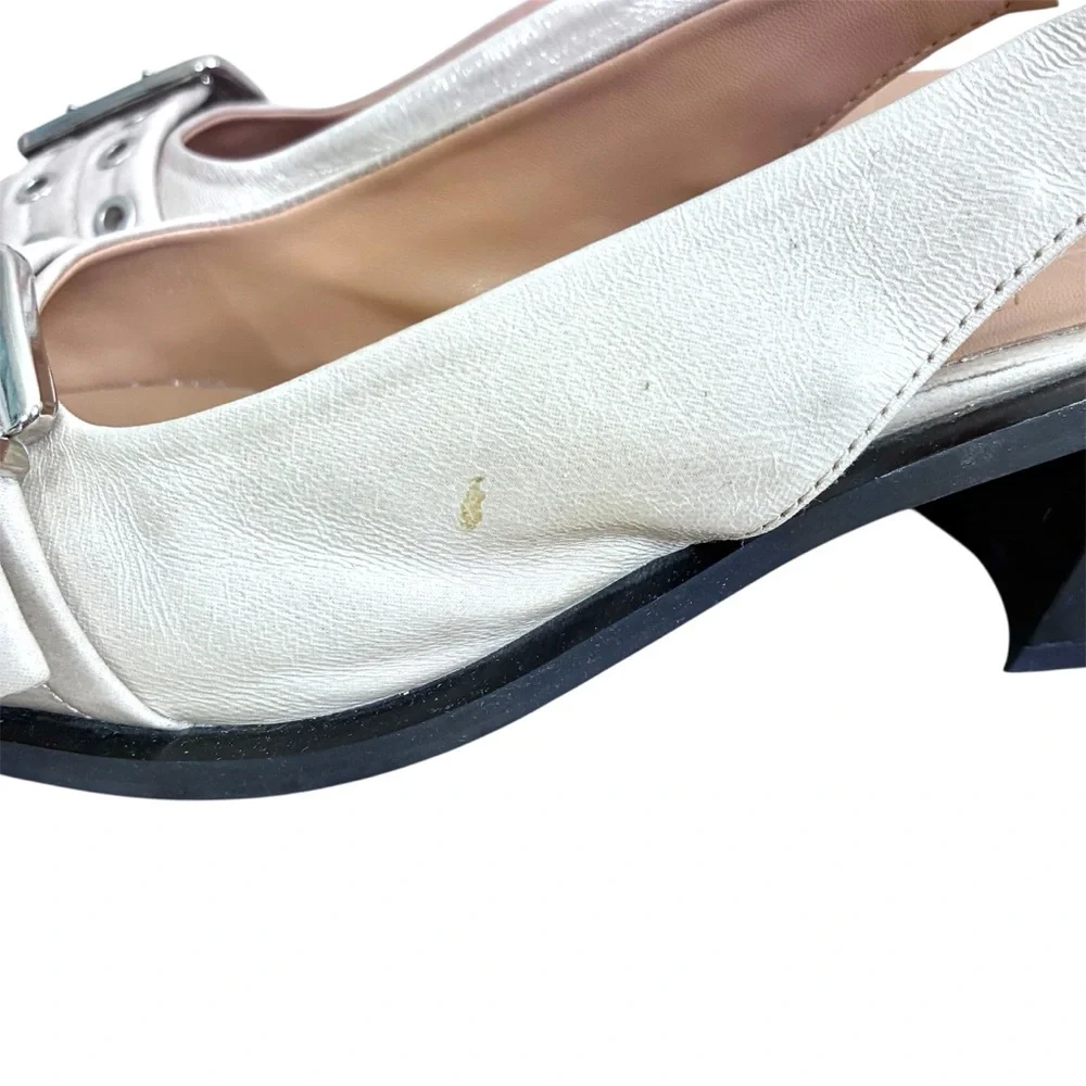Ganni Feminine Slingback Pump in Off White Size 39 US 9 - Picture 6 of 9